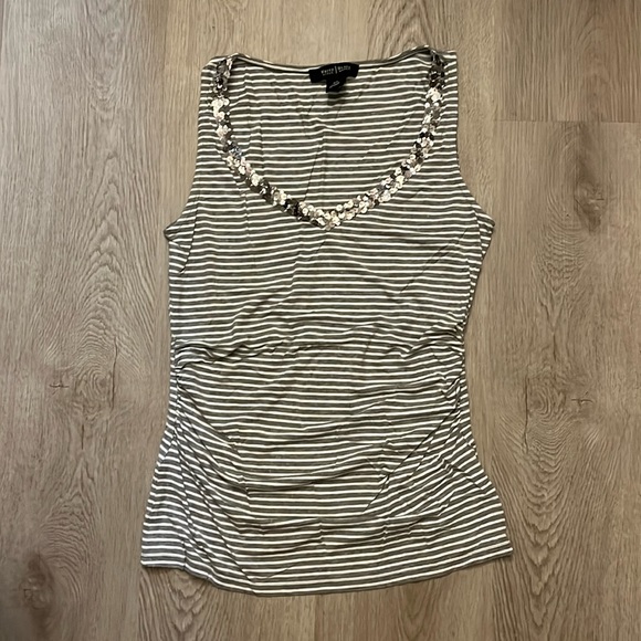 White House Black Market Tops - WHBM Striped Sequin Tank Top